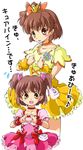  antenna_hair brown_eyes brown_hair child choker clannad cosplay cure_peach cure_peach_(cosplay) cure_pine cure_pine_(cosplay) face family fresh_precure! furukawa_nagisa hair_ornament heart heart_hair_ornament heart_hands magical_girl mother_and_daughter multiple_girls okazaki_ushio orange_choker pink_choker precure short_hair short_twintails side_ponytail translated twintails umanosuke 