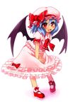  bat_wings blue_hair hat red_eyes remilia_scarlet short_hair solo toichi touhou wings 