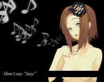  brown_eyes brown_hair censored coach_(artist) don't_say_&quot;lazy&quot; flower hair_flower hair_ornament hairband k-on! music musical_note nude short_hair singing solo striped tainaka_ritsu tomboy 