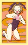  animal_ears bare_legs brown_eyes brown_hair bunny_ears bunnysuit grin heart heart_hands k-on! kneeling necktie ribs short_hair smile solo tainaka_ritsu tomboy toutaku_(artist) 