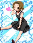  \m/ bow bowtie brown_eyes brown_hair choker dress frills fuwafuwa_time hairband heart k-on! matatabi_(2ccp) one_eye_closed short_hair solo star sweat tainaka_ritsu tomboy 