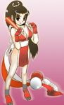  bad_id bad_pixiv_id black_hair breasts brown_eyes cleavage closed_fan fan fatal_fury folding_fan gloves large_breasts loincloth long_hair nemiosu pelvic_curtain ponytail rope shiranui_mai socks solo tabi the_king_of_fighters 