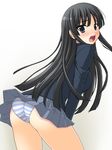  abu akiyama_mio ass black_hair k-on! panties school_uniform solo striped striped_panties underwear 