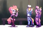  ball_gag bdsm blush bond bondage bound corset equine female friendship_is_magic gag group horn horse imminent_rape legwear lesbian mammal my_little_pony party_hat pegasus pinkie_pie_(mlp) pony rainbow_dash_(mlp) stockings sweat twilight_sparkle_(mlp) whip winged_unicorn wings 