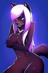  abstract_backgorund anthro blue_eyes breasts canine female looking_at_viewer mammal naomy necklace nude smile solo 