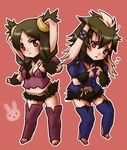  1girl :&lt; animal_ears armor braid breasts brown_hair bunny_ears chambray chibi cleavage fire_emblem fire_emblem:_kakusei flying_sweatdrops medium_breasts mizukurage_(mamenyan) mother_and_son red_eyes twin_braids velvet_(fire_emblem) 