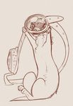 eyewear fangs feral ferret goggles male mammal monochrome mustelid nude sketch solo syynx 
