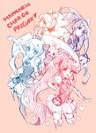  aino_megumi boots copyright_name crown cure_fortune cure_honey cure_lovely cure_princess earrings english gurasan_(happinesscharge_precure!) hair_ornament hair_ribbon happinesscharge_precure! hayashi_(kanzume) heart hikawa_iona jewelry long_hair magical_girl monochrome multiple_girls oomori_yuuko ponytail precure ribbon ribbon_(happinesscharge_precure!) shirayuki_hime shirt simple_background sketch skirt thigh_boots thighhighs thighs twintails vest wide_ponytail wrist_cuffs zettai_ryouiki 