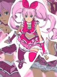  akinbo_(hyouka_fuyou) bad_id bad_pixiv_id blue_eyes bow cure_melody cutout houjou_hibiki long_hair looking_at_viewer magical_girl midriff multiple_views pink_bow pink_hair precure skirt smile suite_precure thighhighs twintails 