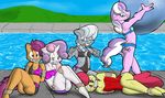  amber_eyes anthro apple_bloom_(mlp) ball bdsm beach_ball bikini blue_eyes bondage bound bow cutie_mark diamond_tiara_(mlp) english_text equine eyewear female friendship_is_magic gag glasses green_eyes group hair horn horse lying mammal my_little_pony pegasus pony purple_eyes purple_hair red_hair rope scootaloo_(mlp) silver_spoon_(mlp) skull standing sweetie_belle_(mlp) swimming_pool swimsuit tape text theburningdonut two_tone_hair unicorn water white_hair wings young 