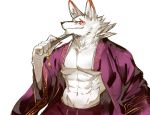 2018 5_fingers abs anthro biceps black_nose canine chung0_0 claws clothing digital_media_(artwork) fur hi_res male mammal muscular muscular_male pecs simple_background solo white_background wolf 