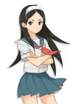  black_hair blue_eyes crossed_arms ekra hairband kitsu_chiri long_hair looking_at_viewer neckerchief sayonara_zetsubou_sensei school_uniform serafuku skirt solo 