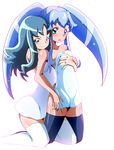  :o bad_id bad_pixiv_id bare_shoulders blue_eyes blue_hair blue_legwear blush breast_grab breasts color_connection crossover cure_princess eyelashes grabbing grabbing_from_behind happinesscharge_precure! heartcatch_precure! henshin highres kneeling kurumi_erika long_hair looking_at_viewer looking_back magical_girl multiple_girls open_mouth precure shichuu_katsu shirayuki_hime simple_background smile thighhighs thighs trait_connection transformation twintails white_background white_legwear zettai_ryouiki 