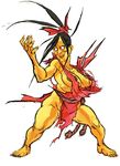  areola_slip areolae baptiste_gaubert bare_shoulders black_hair bottomless breasts dark_areolae fang genderswap genderswap_(mtf) hair_ribbon highres large_breasts long_hair no_panties no_pupils old_woman oro_(street_fighter) ribbon sideboob solo strap_gap street_fighter street_fighter_iii_(series) torn_clothes white_eyes yellow_skin 