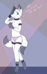  arctic arctic_fox art: bulge canine cloud_(artist) cloudypaws54 club darknader fox fur gay girly logan_the_fox male mammal smile solo thong waiter weapon white_fur 