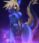  anthro balls big_penis blue_dragon cum cum_on_penis dragon erection glowing glowing_eyes hair half-closed_eyes happy looking_at_viewer male muscles nude nurinaki orgasm pecs penis raised_arm short_hair slit_eyes smile smirk solo thick_thighs tongue tongue_out water wet wide_hips 