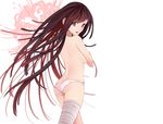  ass bandage brown_hair dangan-ronpa dangan-ronpa_2 long_hair panties purple_eyes sideboob topless tsumiki_mikan underwear veryberry00 white 