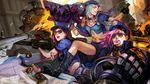  blue_hair caitlyn jinx_(league_of_legends) league_of_legends pink_hair police vi_(league_of_legends) 