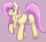  blue_eyes butt equine female fluttershy_(mlp) friendship_is_magic fur hair horse looking_at_viewer looking_back mammal my_little_pony open_mouth panties pegasus pink_hair pony solo staggeredline underwear wings yellow_fur 