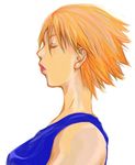  1girl asta_(hunter_x_hunter) eyes_closed hunter_x_hunter orange_hair short_hair simple_background solo 