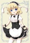  apron blonde_hair blue_eyes blush child fleur_de_lapin_uniform frills gochuumon_wa_usagi_desu_ka? kirima_sharo looking_at_viewer open_mouth oumi_neneha short_hair solo thighhighs waitress wrist_cuffs 