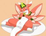  blush dragon female lying nero_nagatsuki on_back plain_background pussy puzzle_&amp;_dragons red_sky_fruit_strawberry_dragon solo strawberry strawberry_dragon video_games wings 