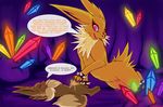  candyfoxy canine comic cum dialog duo eevee eeveelution electricity electrostimulation english_text feral heterochromia jolteon male mammal nintendo pok&#233;mon pok&eacute;mon text video_games 