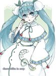  2015 aqua_eyes aqua_hair character_name hair_ornament hatsune_miku headset long_hair mujun_atama solo twintails very_long_hair vocaloid yuki_miku 