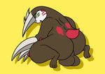  balls big_balls big_butt butt chubby claws darkmagician1212 excadrill flygon_(artist) male mole mole_(species) nintendo plain_background pok&#233;mon pok&eacute;mon solo video_games yellow_background 