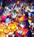  anakaris animal_print bat_print candy felicia food halloween jack-o'-lantern jiangshi lantern lei_lei morrigan_aensland multiple_girls mummy ofuda pantyhose print_legwear pumpkin q-bee sasquatch_(vampire) seed01010 vampire_(game) 