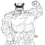  boo3 breasts bulge feline hyper intersex mammal multi_arm multi_breast multi_limb multi_penis muscular penis rubber shiny superhero the_stripe tiger 