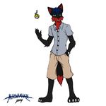  anthro canine claws clothed clothing fox fur grenade grin hair looking_at_viewer male mammal masamaki plain_background pose solo standing teeth 