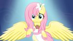  beavernator blue_eyes cute dress equine feathers female flower flower_in_hair fluttershy_(mlp) friendship_is_magic fur hair hi_res hooves horse jewelry long_hair looking_at_viewer mammal my_little_pony necklace pegasus pink_hair pony smile solo spread_wings wings yellow_fur 