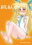  1girl alicia_testarossa barefoot blonde_hair feet lyrical_nanoha mahou_shoujo_lyrical_nanoha red_eyes soles solo syonnaka toes 