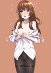  bad_id bad_pixiv_id blush bow bow_panties brown_eyes brown_hair bulge crossdressing dressing genshiken hato_kenjirou kyuuso_inukami long_hair male_focus nipples open_mouth otoko_no_ko panties panties_under_pantyhose pantyhose shirt shirt_slip solo sweat thighband_pantyhose underwear 