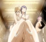  2girls animated animated_gif bathing blush breast_grab breasts brown_hair busujima_saeko embarrassed gif grabbing groping highschool_of_the_dead huge_breasts large_breasts miyamoto_rei multiple_girls nude purple_hair takagi_saya yuri 