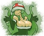  bad_id bad_tumblr_id bare_shoulders breasts cleavage covered_eyes dress elbow_gloves gloves large_breasts long_hair mario_(series) minus8 off-shoulder_dress off_shoulder personification piranha_plant smile solo super_mario_bros. 