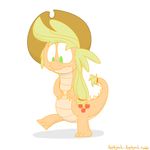  applejack_(mlp) blonde_hair cutie_mark dragon friendship_is_magic green_eyes hair hat my_little_pony plain_background solo white_background 