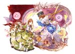  brown_hair bug butterfly dress flower hairband hat insect long_hair multiple_girls red_eyes rozen_maiden scissors shiroma_(mamiko) short_hair siblings sisters souseiseki suiseiseki traditional_media twins watering_can 