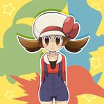  bad_id bad_pixiv_id brown_eyes brown_hair cabbie_hat chikorita cyndaquil gen_2_pokemon hat hat_ribbon kotone_(pokemon) lowres overalls pokemon pokemon_(creature) pokemon_(game) pokemon_hgss red_ribbon replica-7110 ribbon short_twintails silhouette smile solo star totodile twintails 