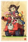  brown_hair crotch_plate gloves green_eyes ground_vehicle hair_pulled_back kobun military military_vehicle motor_vehicle pantyhose rockman rockman_dash tank tron_bonne zap 