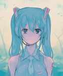 blue_eyes blue_hair colorized commentary el-zheng hatsune_miku highres long_hair necktie smile solo twintails vocaloid 