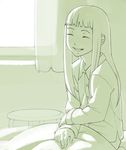  ^_^ bed closed_eyes go_robots green hospital kana_imouto monochrome pajamas smile solo toudou_kana window 