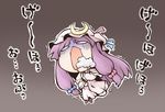  chibi foaming_at_the_mouth nekoguruma o_o patchouli_knowledge purple_hair solo touhou 