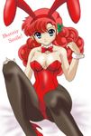  animal_ears blue_eyes bunny_ears bunnysuit long_hair pantyhose ran_(urusei_yatsura) ranpu red_hair solo urusei_yatsura 