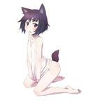  animal_ears animal_tail barefoot grey_eyes human looking_at_viewer mammal plain_background short_tail soles solo unknown_artist white_background white_skin young 