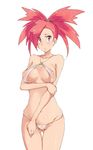  areolae asuna_(pokemon) bare_shoulders bikini breasts cameltoe collarbone holding_arm large_areolae navel pink_eyes pink_hair pokemon pokemon_(game) pokemon_rse ponytail see-through shiny shiny_skin skindentation solo swimsuit thigh_gap wigglytuff_(pokeacc) 