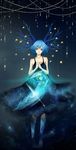  blue_eyes blue_hair branch earth galaxy highres lavi_knigochey pixiv_fantasia pixiv_fantasia_fallen_kings planet short_hair solo space square star star_(sky) starry_sky_print 