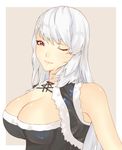  bad_id bad_pixiv_id blade_&amp;_soul breasts character_request cleavage highres large_breasts lips long_hair one_eye_closed red_eyes silver_hair solo x&amp;x&amp;x 