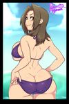  1girl agawa_ryou ass bikini breasts brown_eyes brown_hair huge_ass huge_breasts swimsuit 